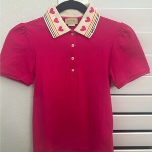 Brand new Gucci Kids Polo with Heart Collar in pink size 10 fits women’s xxs /xs